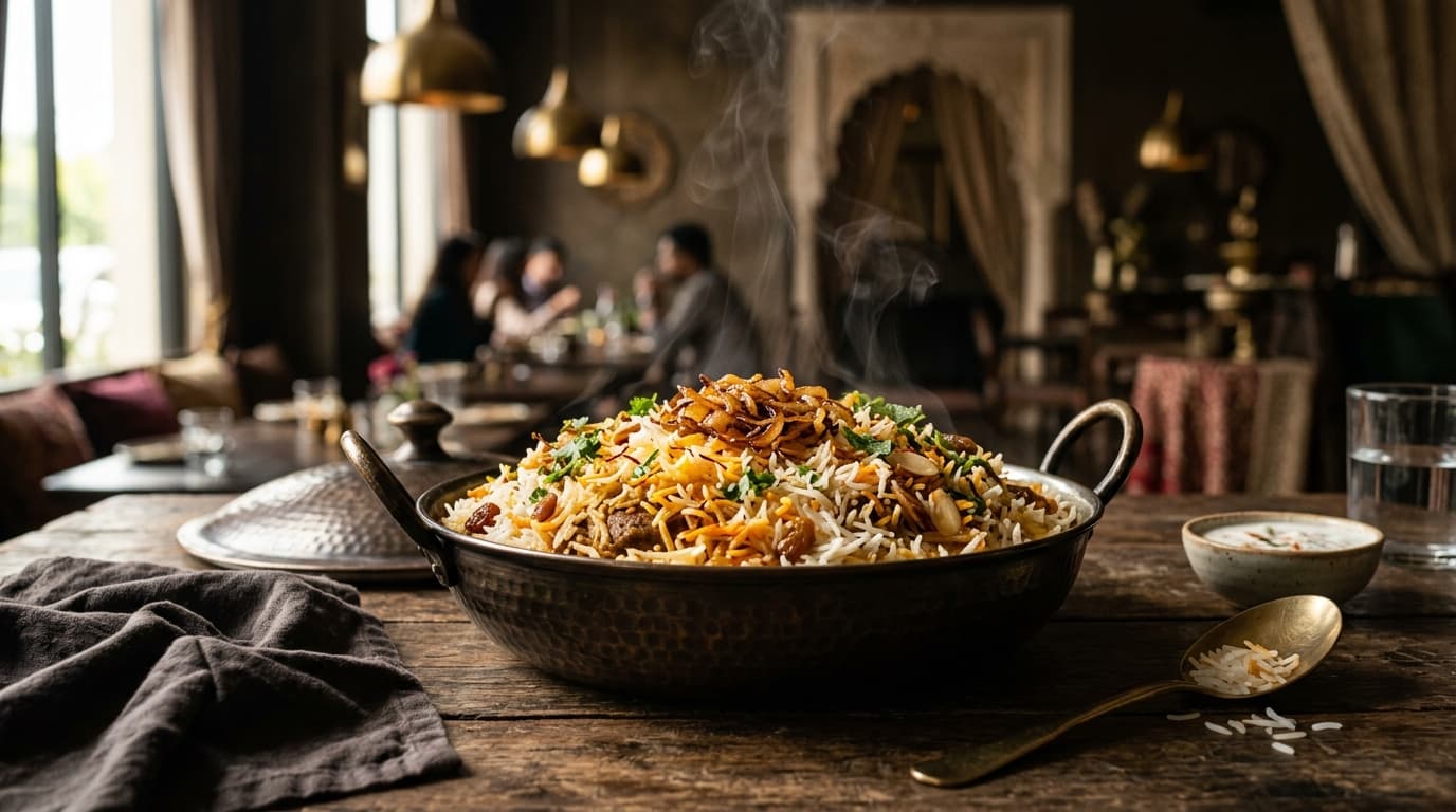 Royal aromatic dum biryani with long basmati grains